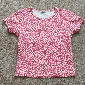 Brandy Melville pink leopard print t shirt